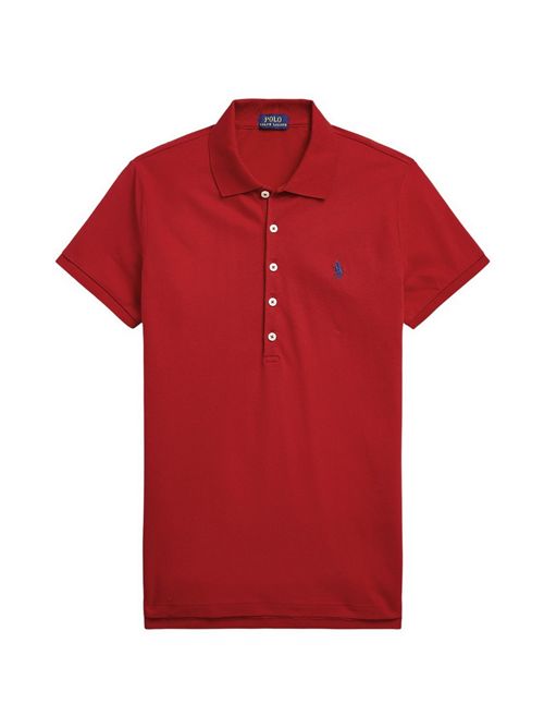 polo donna con abbottonatura lunga rosso